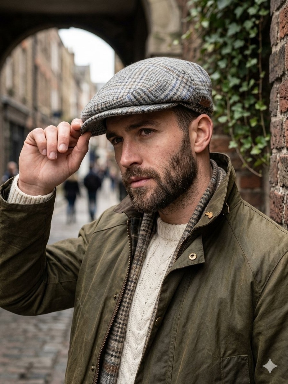 Donegal Handwoven Ireland Irish Wool Pageboy Grandpa Cap Green Plaid